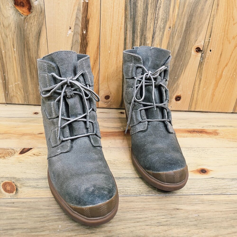 Sorel Toronto Waterproof Gray Lace-Up Wedge Boots Size 12